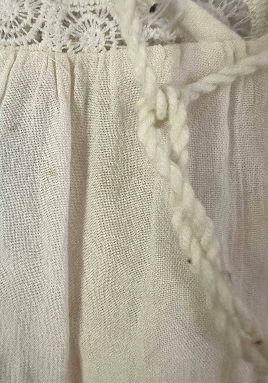 American Eagle Outfitters Cream Crochet Yoke Peasant Tunic - Picture 3 of 4